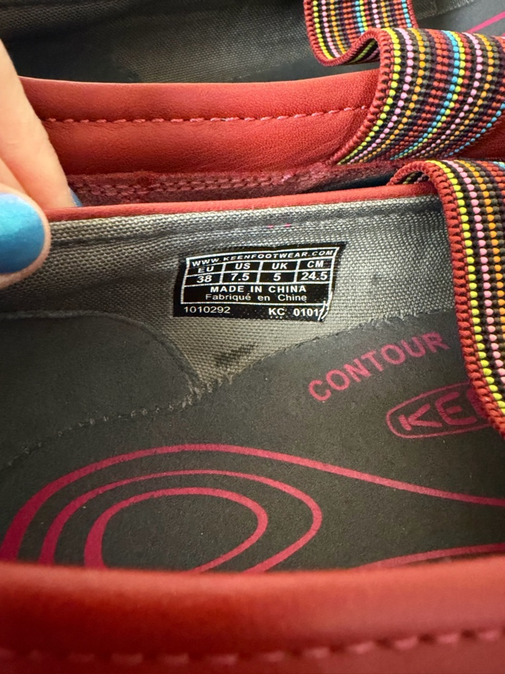 Keen Women's Red Slip-On Sneakers with Multi-Color Elastic Strap - Picture 5 of 5